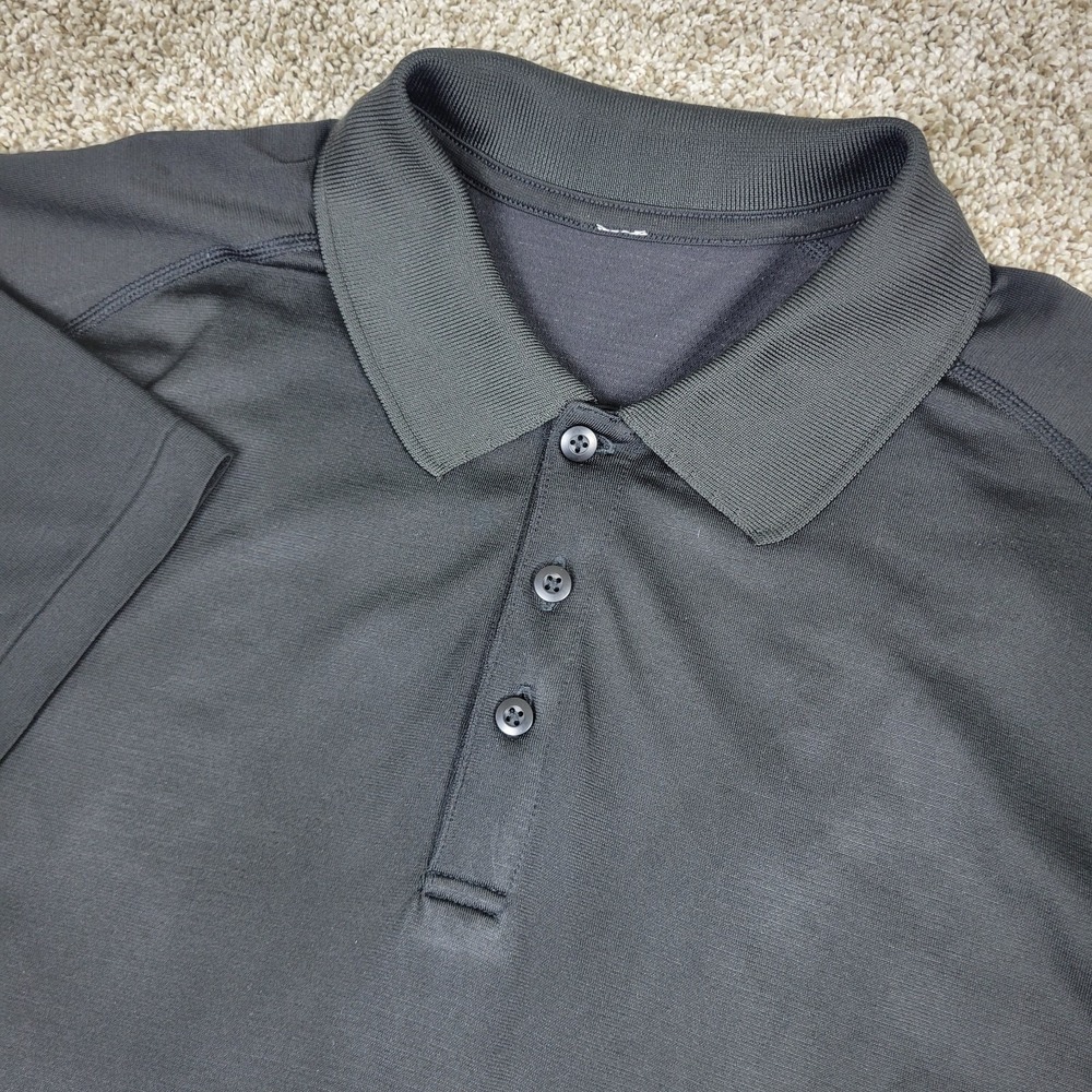 Lululemon Mens Large Solid Black Performance Stretch Polo Short Sleeve